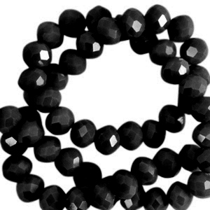 Facet kralen top quality disc 6x4mm Black