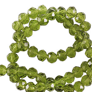 Facet kralen top quality disc 6x4mm Dark lime green