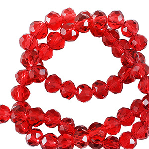 Facet kralen top quality disc 6x4mm Candy red