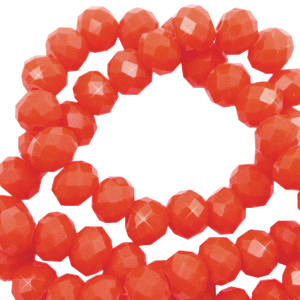 Facet kralen top quality disc 6x4mm Vermillion orange