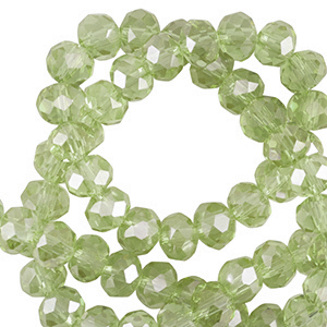 Facet kralen top quality disc 4x3mm Malachy green-pearl shine coating