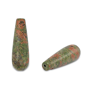 Kralen natuursteen unakite drop Pink-green