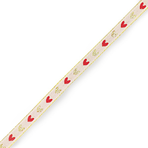 Tekstlint hearts Pale pink-gold red