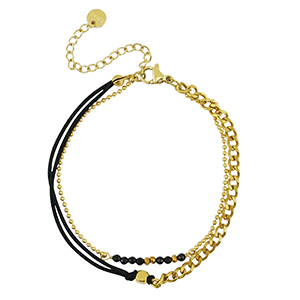 Armbanden van Stainless steel Roestvrij staal (RVS) duo layer Gold-black