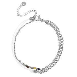 Armbanden van Stainless steel Roestvrij staal (RVS) duo layer Silver-white
