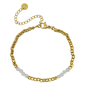 Armbanden van Stainless steel Roestvrij staal (RVS) Gold-white