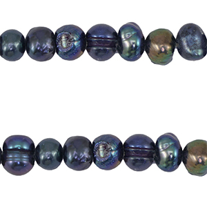 Zoetwater parels round 5-7mm Dark peacock blue