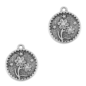 Metaal bedels DQ flower Antiek zilver (nikkelvrij)