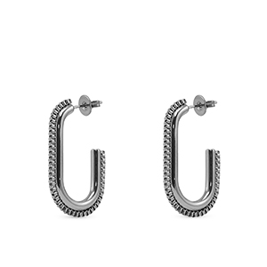 Roestvrij stalen (RVS) Stainless steel oorbellen / oorstekers oval Silver