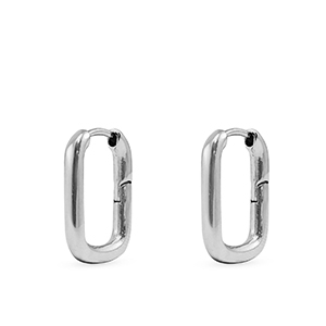 Roestvrij stalen (RVS) Stainless steel oorbellen / oorstekers oval Silver