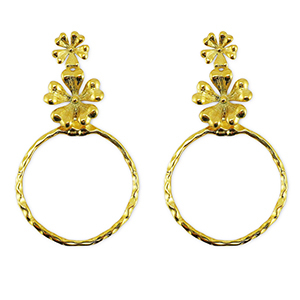 Oorbellen van Stainless steel Roestvrij staal (RVS) oorstekers flower Gold