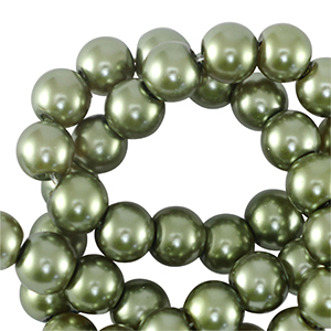 Glasparels rond 8mm Dark lime green