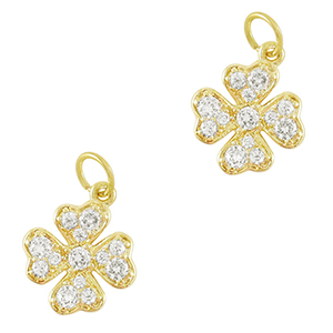 Brass TQ metaal bedels zirkonia clover Gold