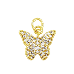Brass TQ metaal bedels zirkonia butterfly Gold