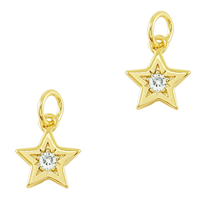 Brass TQ metaal bedels zirkonia star Gold