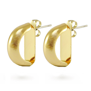 TQ metaal brass oorstekers Goud