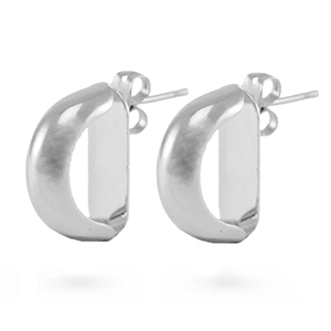 TQ metaal brass oorstekers Zilver