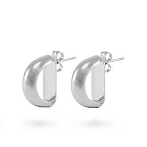 TQ metaal brass oorstekers Zilver
