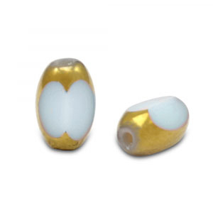 Glaskralen ovaal facet Cream grey-gold
