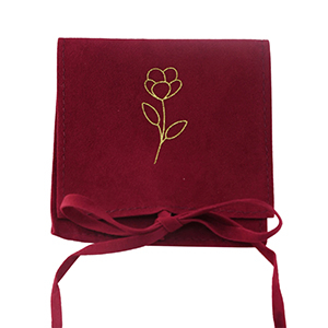 Sieradenzakje bloem Burgundy red-gold