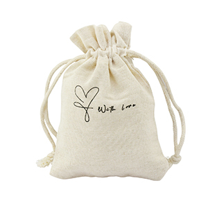 Linnen sieradenzakje "with love" Off white