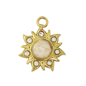 Roestvrij stalen (RVS) Stainless steel bedel flower Gold / White
