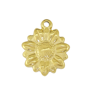 Roestvrij stalen (RVS) Stainless steel bedel sunflower Gold