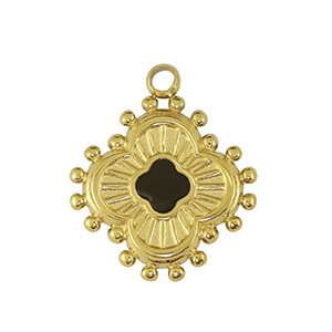 Roestvrij stalen (RVS) Stainless steel bedel flower Gold / Black