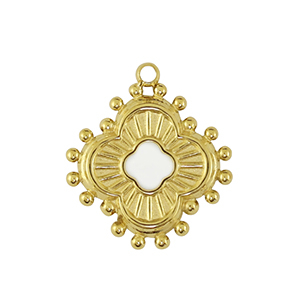 Roestvrij stalen (RVS) Stainless steel bedel flower Gold / White
