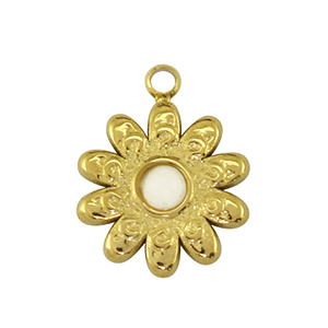 Roestvrij stalen (RVS) Stainless steel bedel flower Gold / White