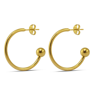 Oorbellen van Stainless steel Roestvrij staal (RVS) 25mm Gold