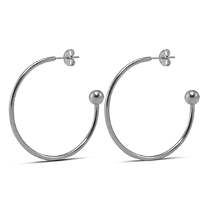 Oorbellen van Stainless steel Roestvrij staal (RVS) 38mm Silver