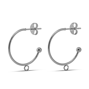 Oorbellen van Stainless steel Roestvrij staal (RVS) 19mm Silver