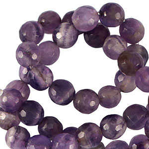 Kralen natuursteen kwarts 6mm facet geslepen Gentle violet purple