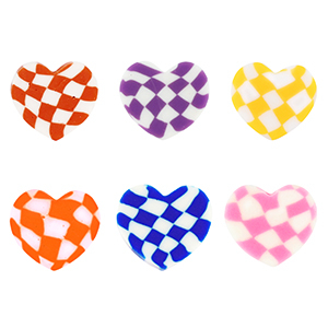 Polymeer kraal heart Multicolor