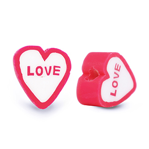 Polymeer kraal ''Love'' Red-White