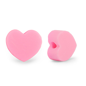 Polymeer kraal heart Pink