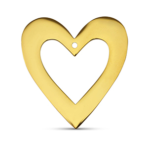 Bedels van Stainless steel Roestvrij staal (RVS) heart Gold