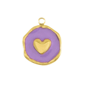 Bedels van Stainless steel Roestvrij staal (RVS) hart Gold-purple