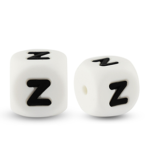 Letterkralen van siliconen  Z White-black