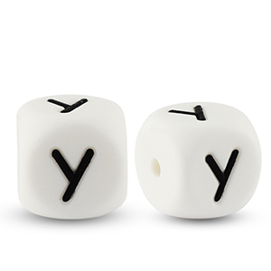 Letterkralen van siliconen  Y White-black