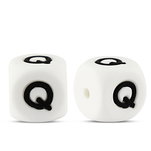 Letterkralen van siliconen  Q White-black