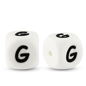 Letterkralen van siliconen  G White-black
