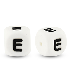 Letterkralen van siliconen  E White-black