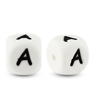 Letterkralen van siliconen  A White-black