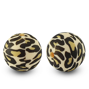 Siliconen kralen 15mm rond leopard Multicolor