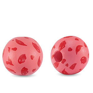 Houten kralen rond 16mm lips Magenta pink