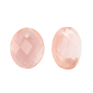 Bedels natuursteen glas ovaal Pink