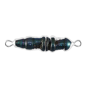 Zoetwater parels tussenstuk tooth Silver-dark peacock blue