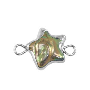 Zoetwater parels tussenstuk star Silver-ocean green